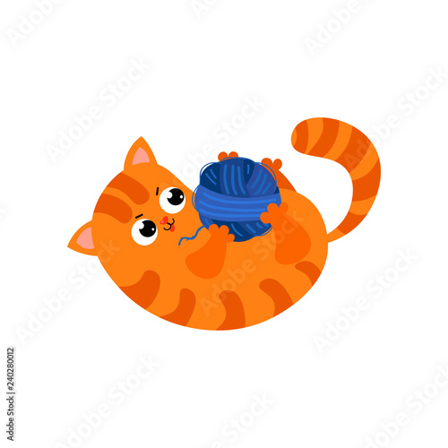  ute red cat with big black eyes and a nose in the form of a heart spends its free time.