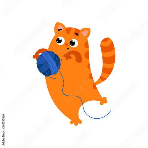  ute red cat with big black eyes and a nose in the form of a heart spends its free time.