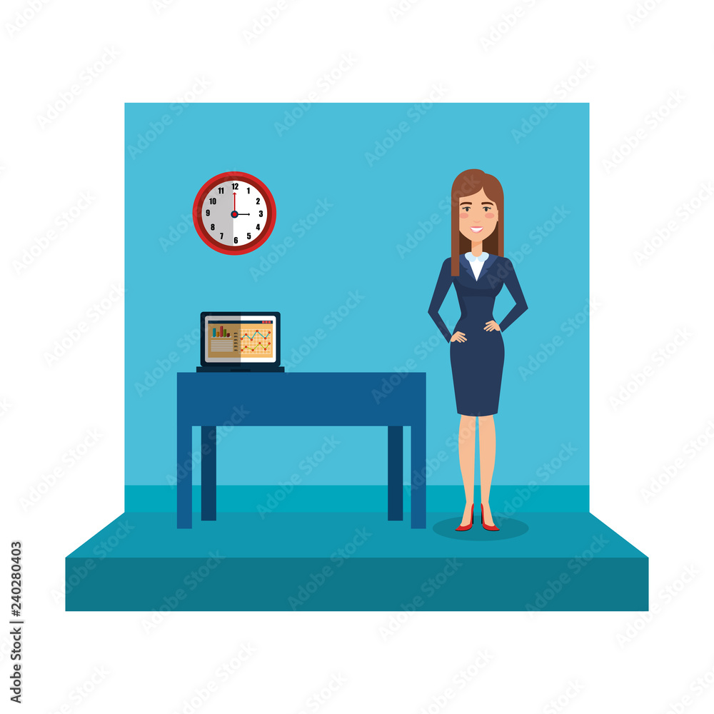 elegant businesswoman in the office with laptop elegant businesswoman in the office with laptop