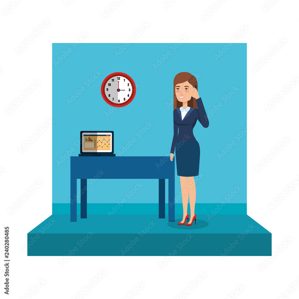 elegant businesswoman in the office with laptop elegant businesswoman in the office with laptop