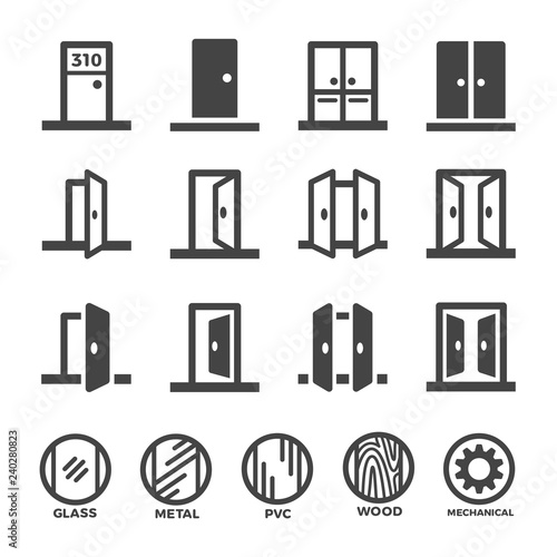 door icon set,vector and illustration