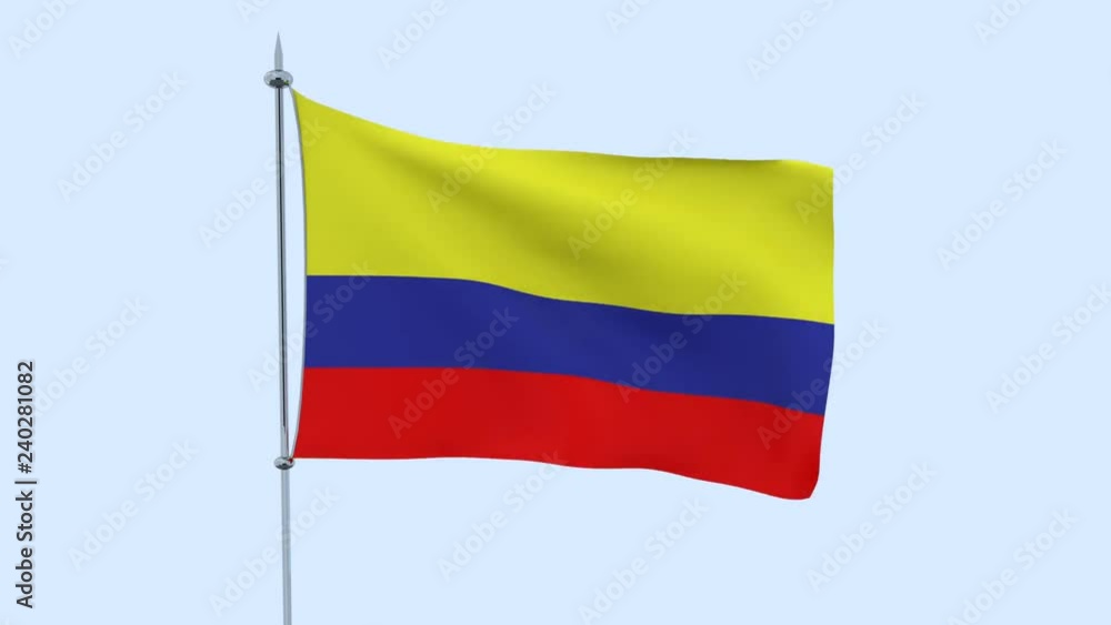 Flag of the country Colombia flutters against the blue sky. 3D rendering Flag of the country Colombia flutters against the blue sky. 3D rendering