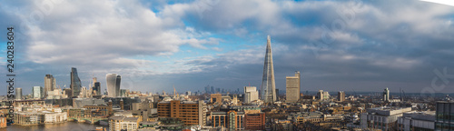 City of London skyscrapers and The Shard highrise cityscape panorama - Stock image photo
