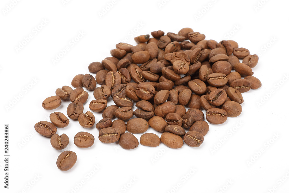 Coffee beans isolated on a white background