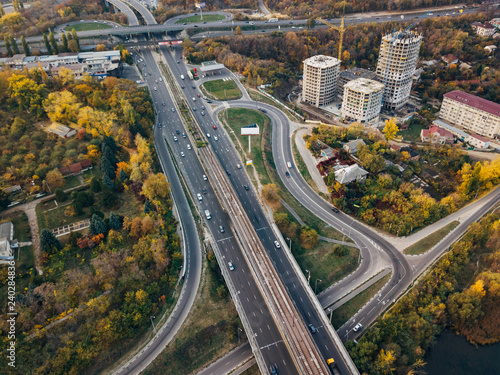 Large transport junction in Voronezh, aerial view