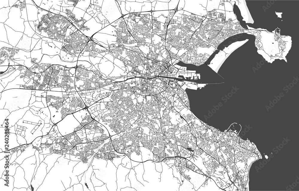 Obraz premium Mapa Dublina, Irlandia