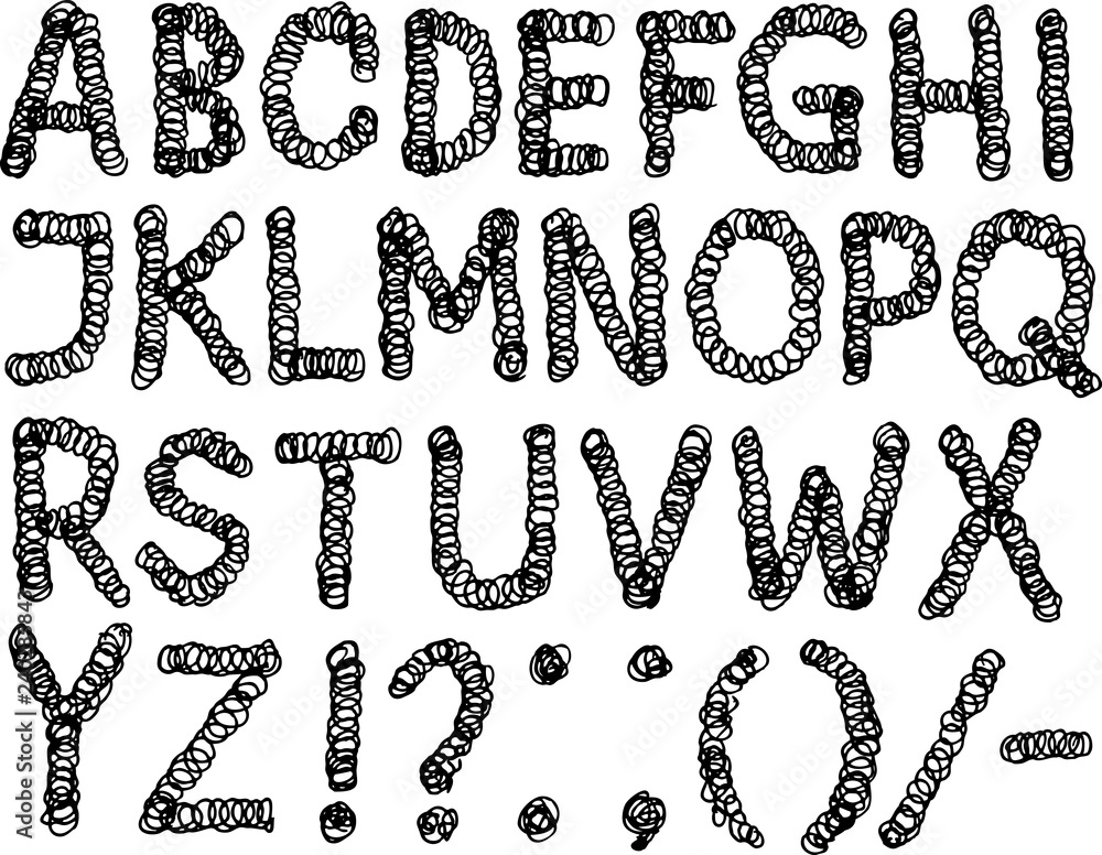 Vector image of drawn decorative alphabet Vector image of drawn decorative alphabet