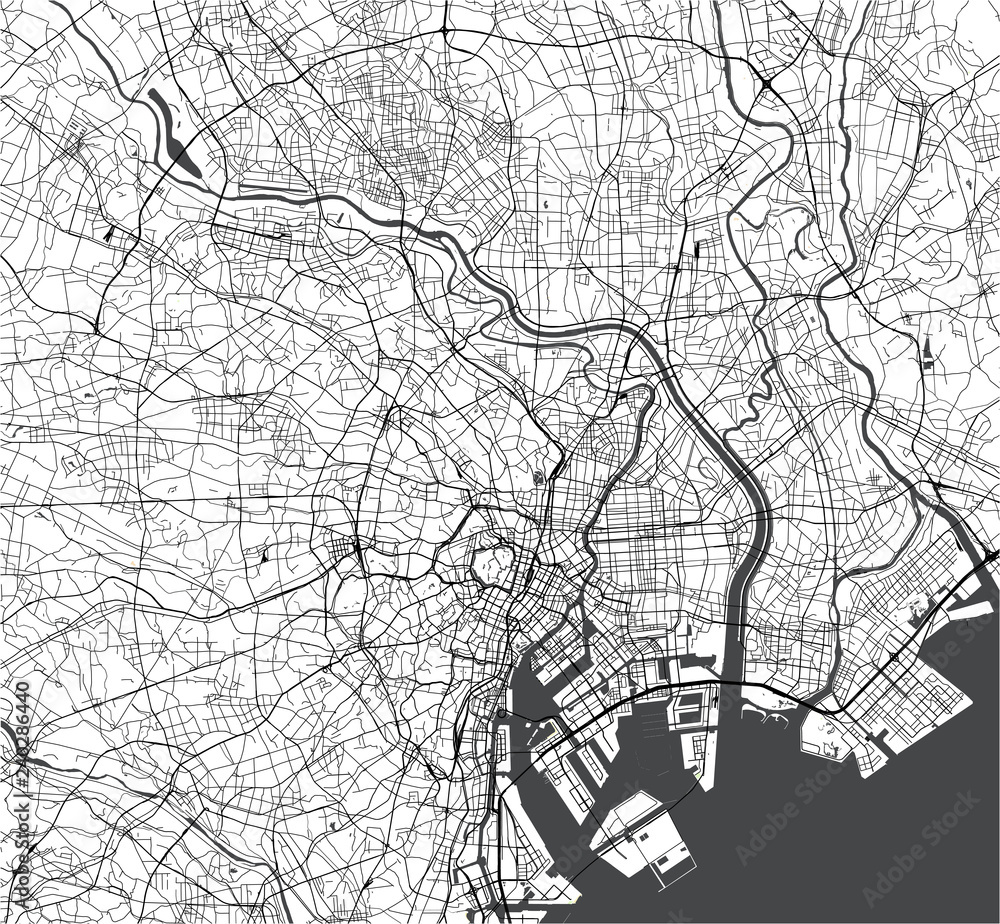 Fototapeta map of the city of Tokyo, Kanto, Island Honshu, Japan