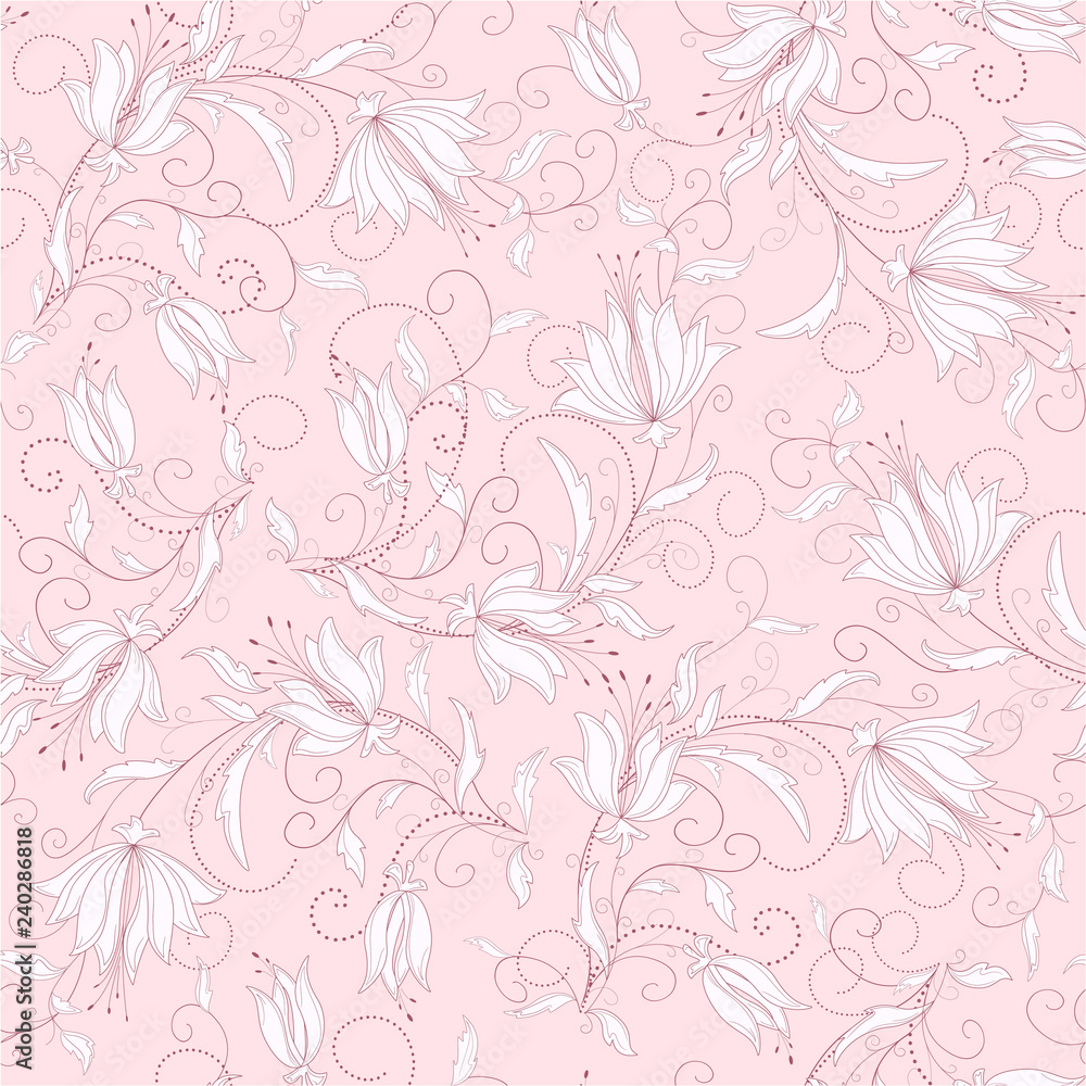 seamless  pink floral background