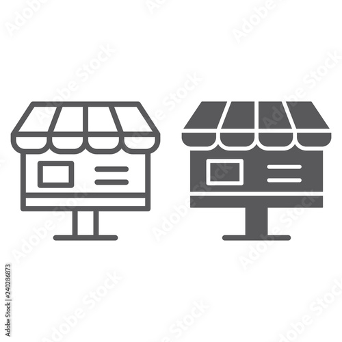 Online shop line and glyph icon, internet and shopping, online store sign, vector graphics, a linear pattern on a white background.