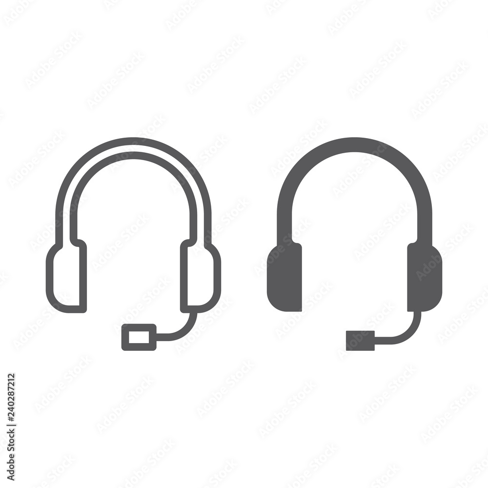 Support line and glyph icon, helpline and operator, headset sign, vector graphics, a linear pattern on a white background. Support line and glyph icon, helpline and operator, headset sign, vector graphics, a linear pattern on a white background.