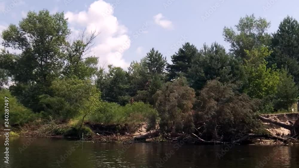 View of the banks of the Dnieper from the motorboat View of the banks of the Dnieper from the motorboat