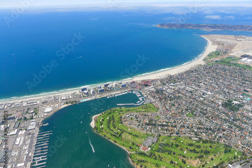 Aerial view of Mission Beach coastline in San Diego © Steve Azer