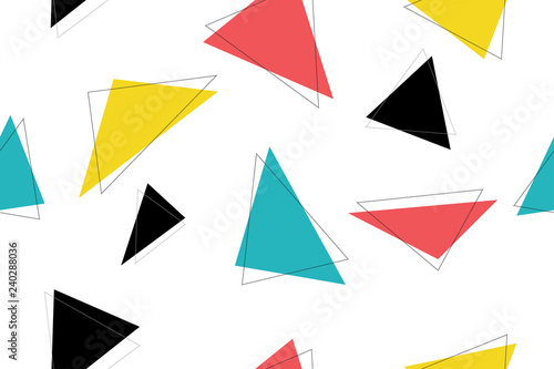 Abstract, seamless pattern made with colorful triangle shapes. Modern vector background for graphic design.