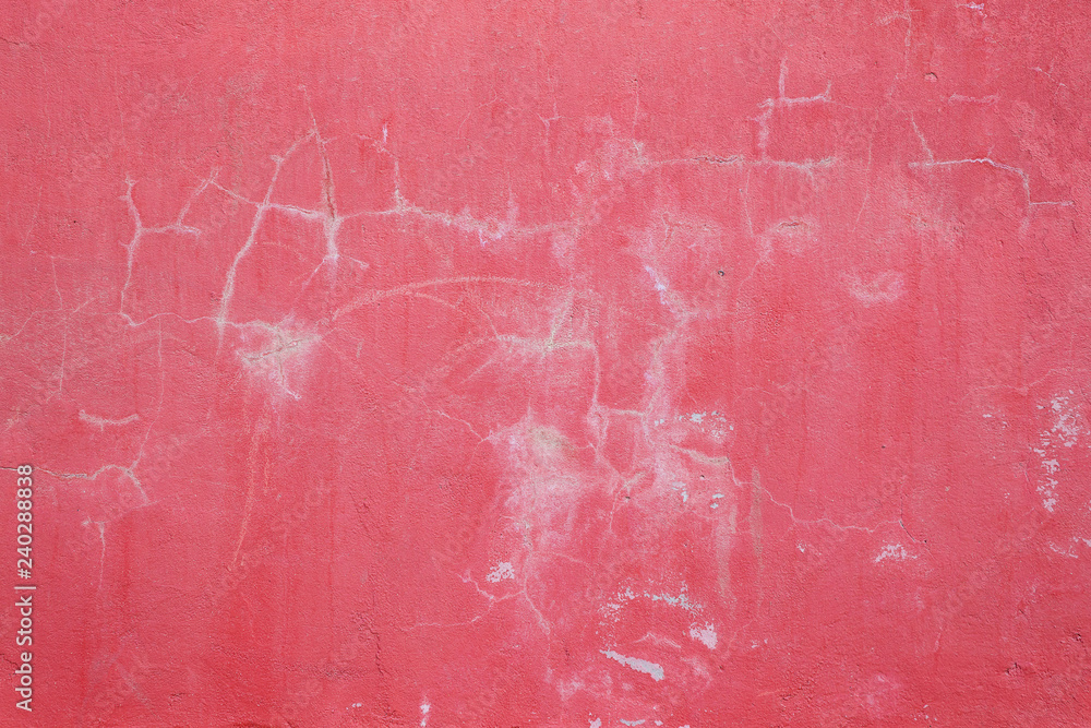 Fototapeta premium red concrete wall with cracks, texture