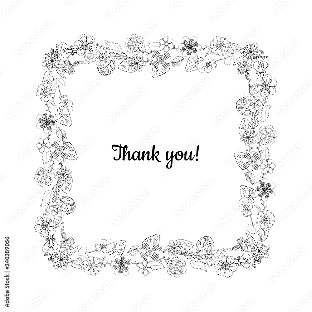 square floral wreath isolated on white background square floral wreath isolated on white background