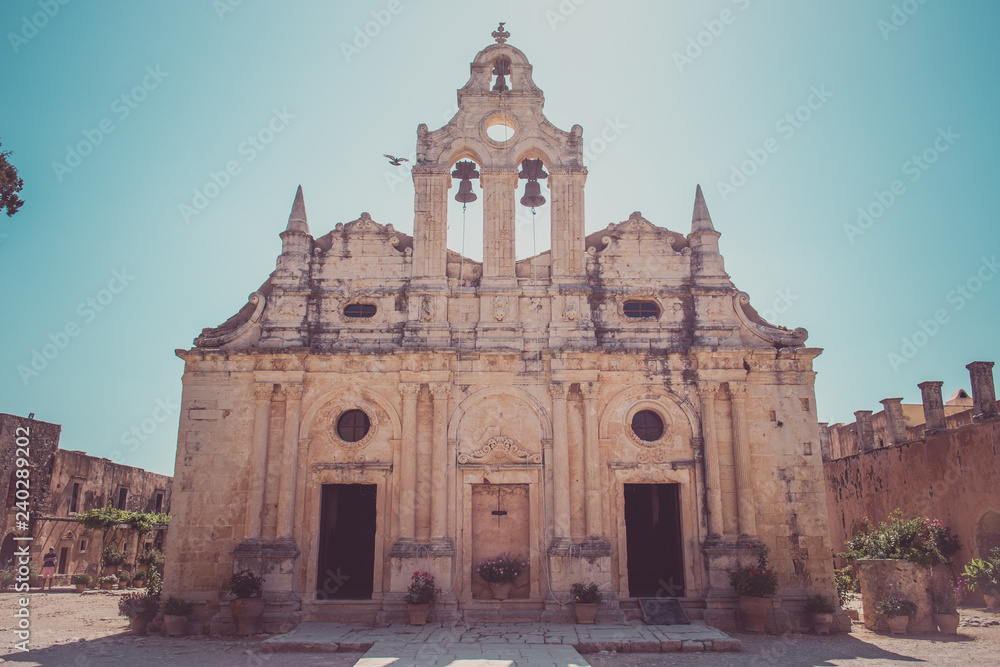 Front view of Arkadi Monastery, Arkadi, Crete, Greece Europe