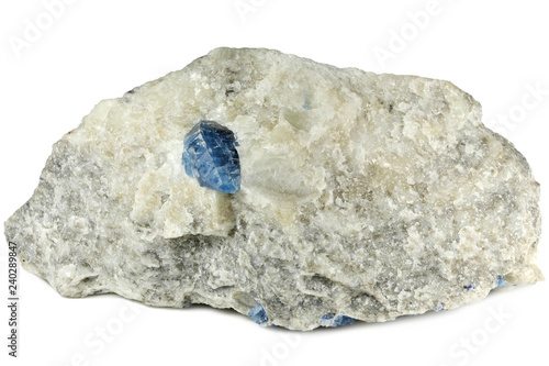 afghanite crystal on calcite matrix from Badakhshan, Afghanistan isolated on white background photo