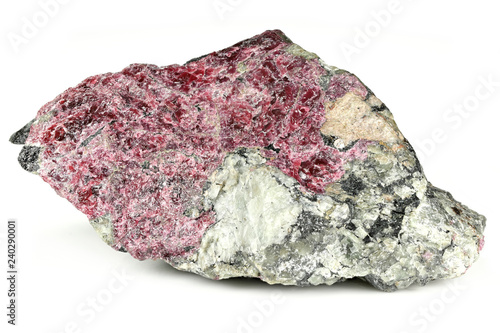 eudialyte in matrix from Kola Peninsula, Russia isolated on white background