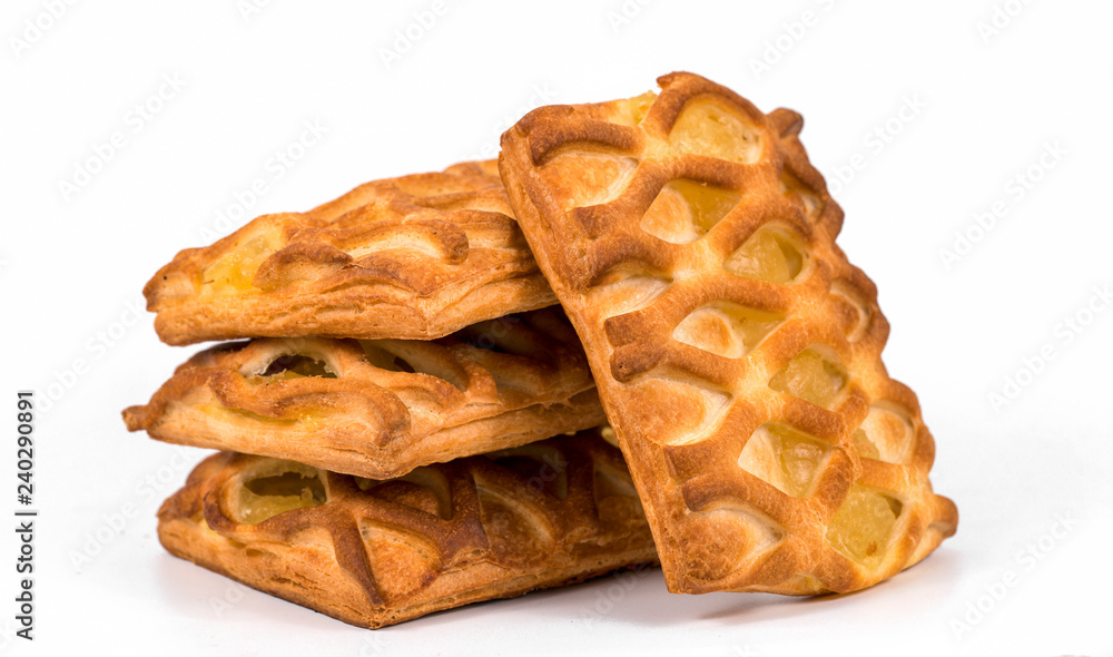 homemade pastry with pineapple on white background homemade pastry with pineapple on white background