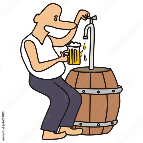man and beer, funny vector icon