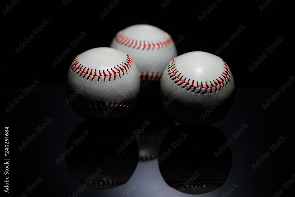 Three Baseballs with Reflections Three Baseballs with Reflections