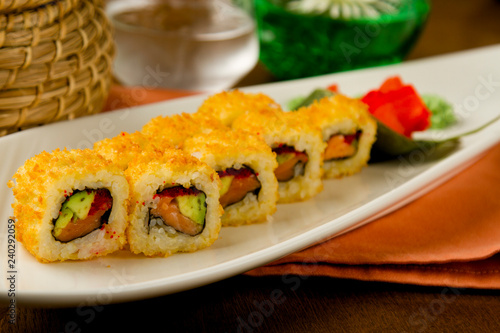 Hot Sushi Shrimp with salmon