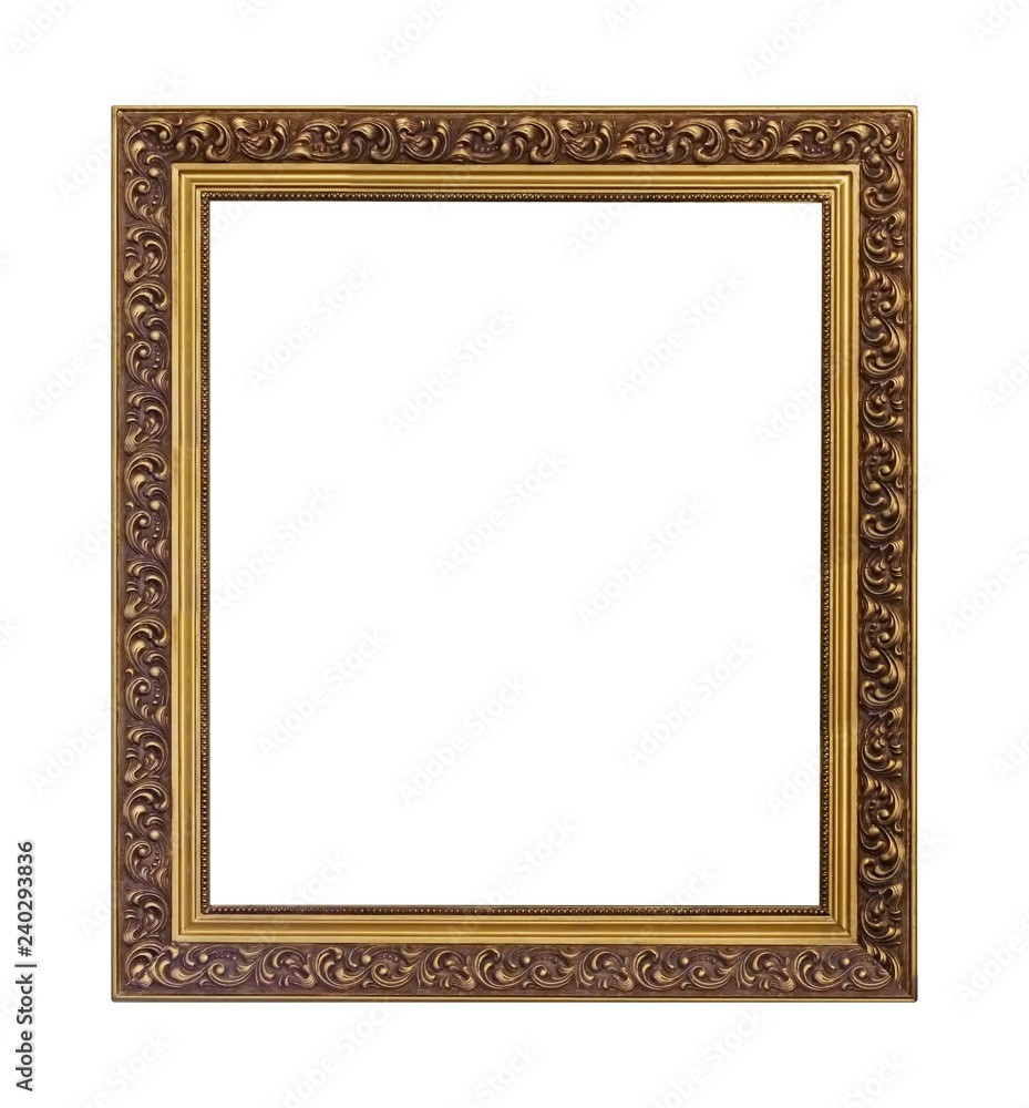 Golden frame for paintings, mirrors or photo isolated on white background Golden frame for paintings, mirrors or photo isolated on white background