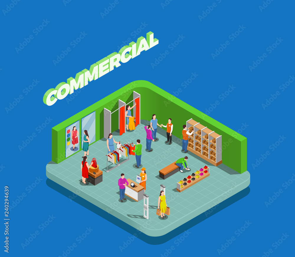 Commercial Consumers Isometric Composition Commercial Consumers Isometric Composition