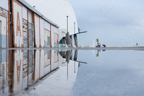 Maritime Museum Mirror taken after rain in Fremantle boat shed perth port Australia photo