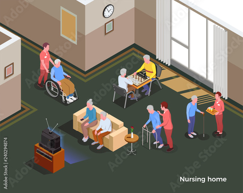 Nursing Home Isometric Poster