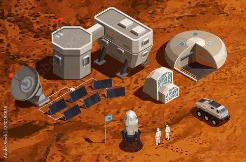 Mars Colonization Isometric Background