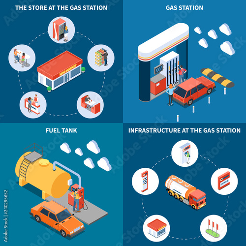 Gas Station Isometric Design Concept