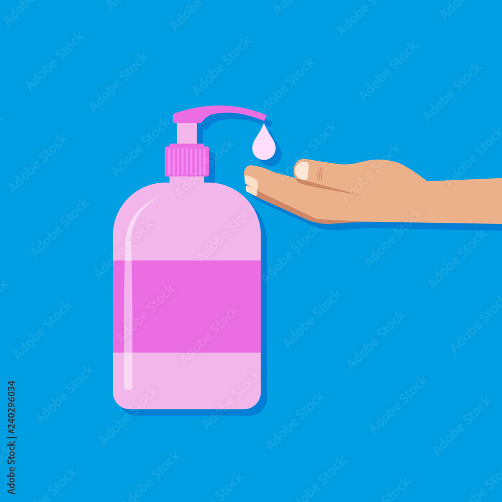 Soap bottle. Hand. Vector illustration. Soap bottle. Hand. Vector illustration.