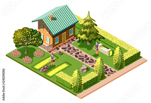 Landscaping Isometric Composition