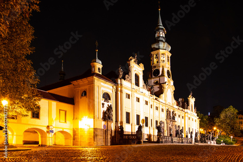 Loreto - Baroque Church of the Nativity by night, Prague, Czech Republic.