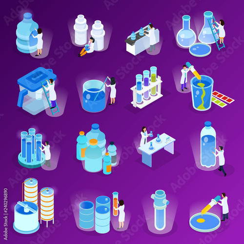Water Purification Isometric Icon Set