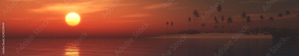 Panorama of sea sunset, beautiful seascape, banner,
