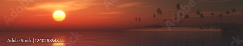 Panorama of sea sunset, beautiful seascape, banner, 