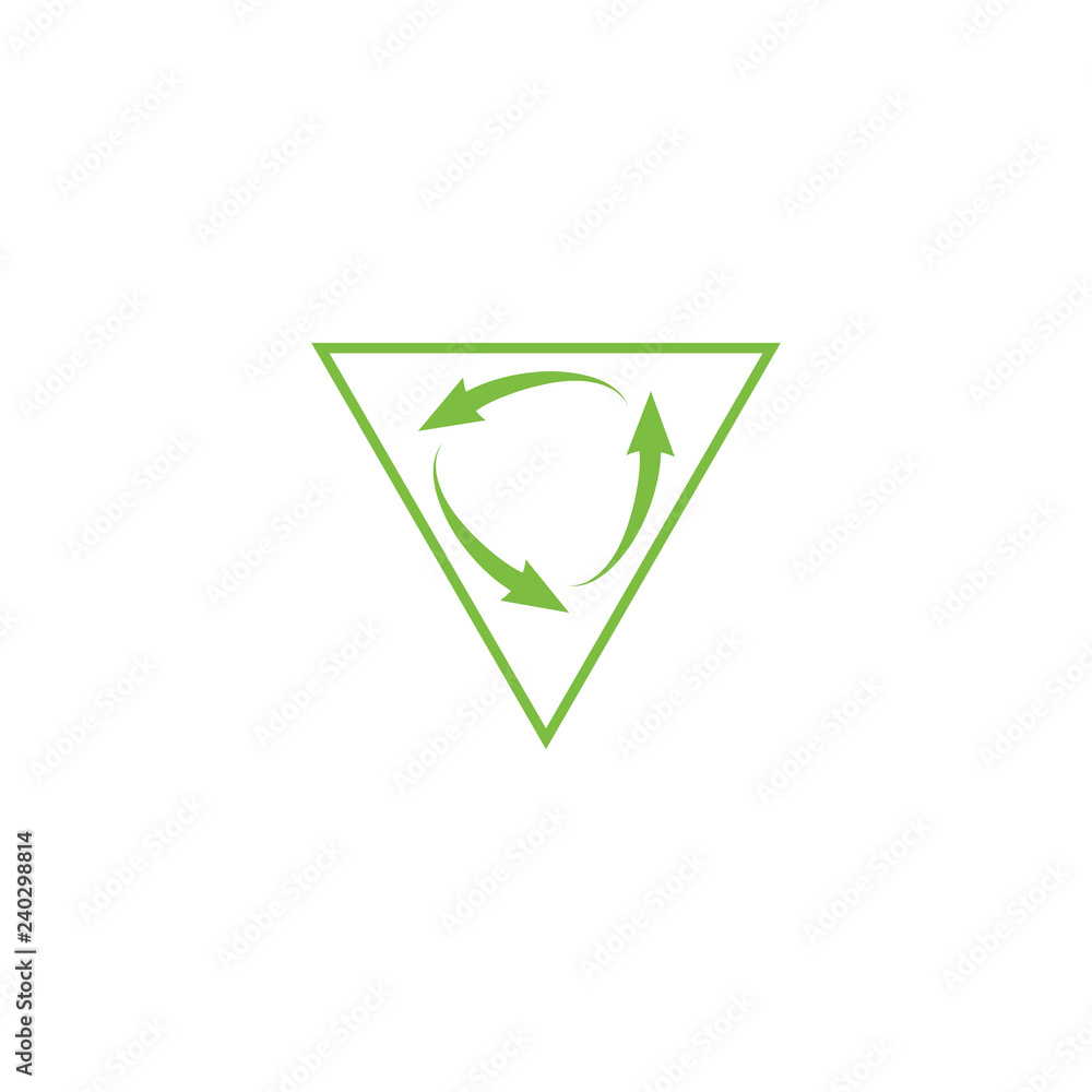 Triangle with recycle arrow logo design