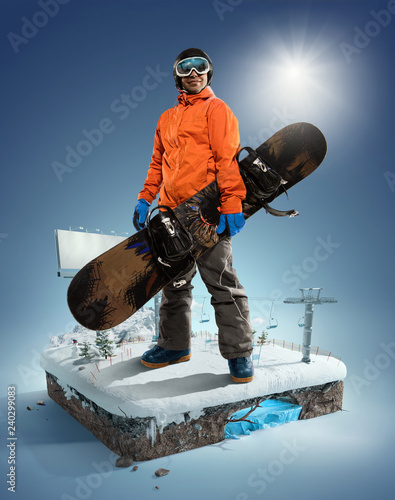 Winter Sport concept. Winter background. 3d illustration in realistic style.