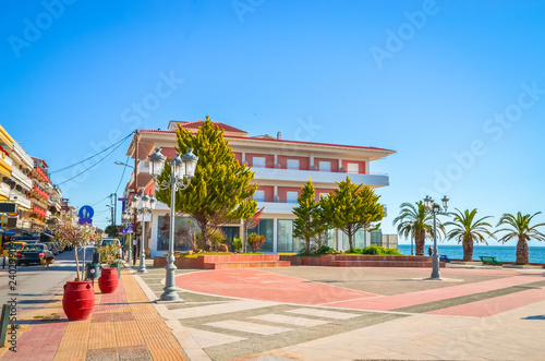 Fototapeta Naklejka Na Ścianę i Meble -  Beautiful street in Paralia Katerini, Greece