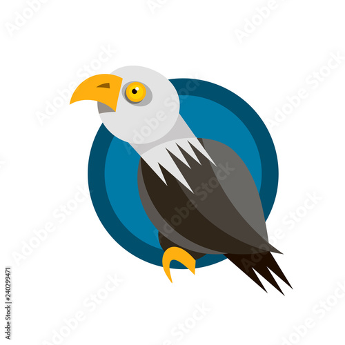 Range of icon design with the American eagle  rendered in flat design