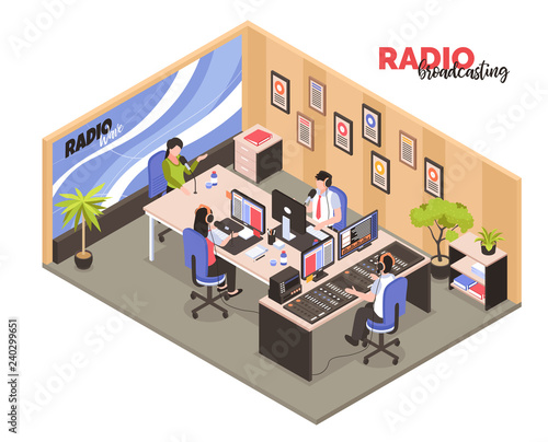 Radio Broadcasting Isometric Illustration