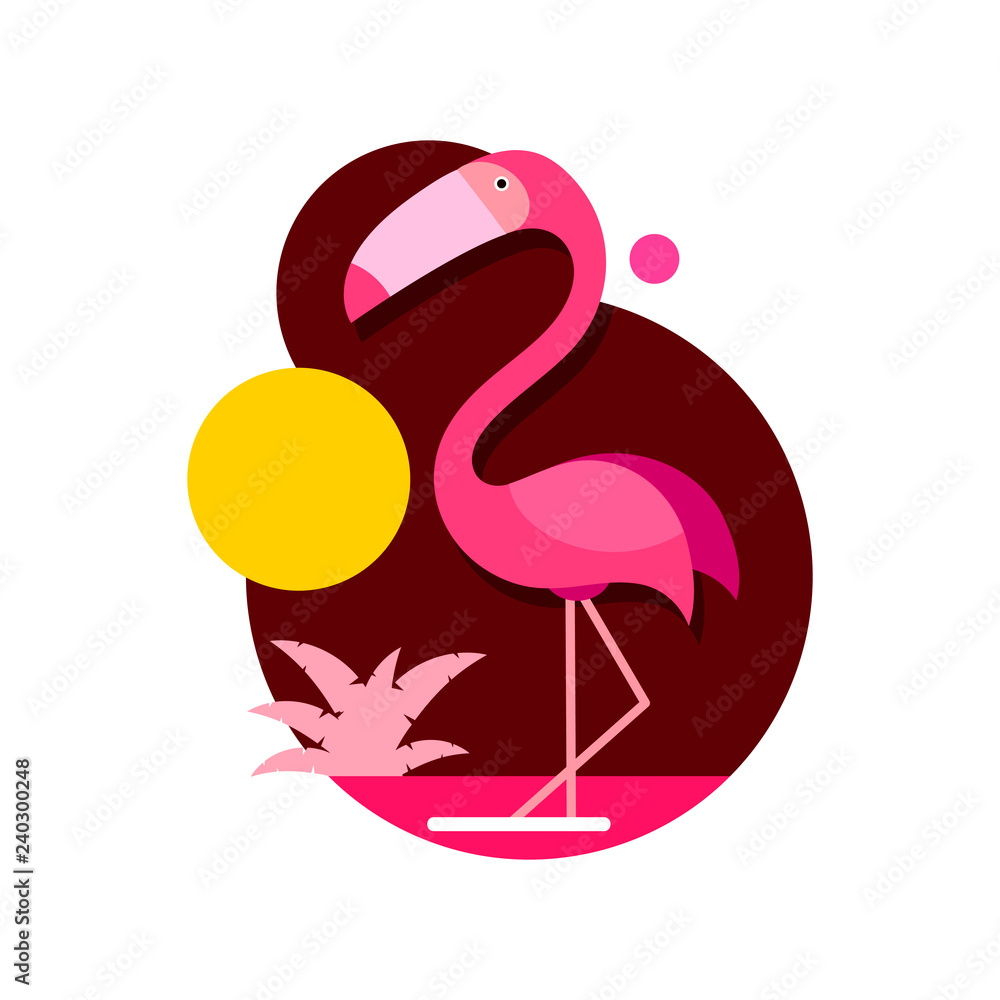 Vector illustration pink flamingo isolated on white background Vector illustration pink flamingo isolated on white background