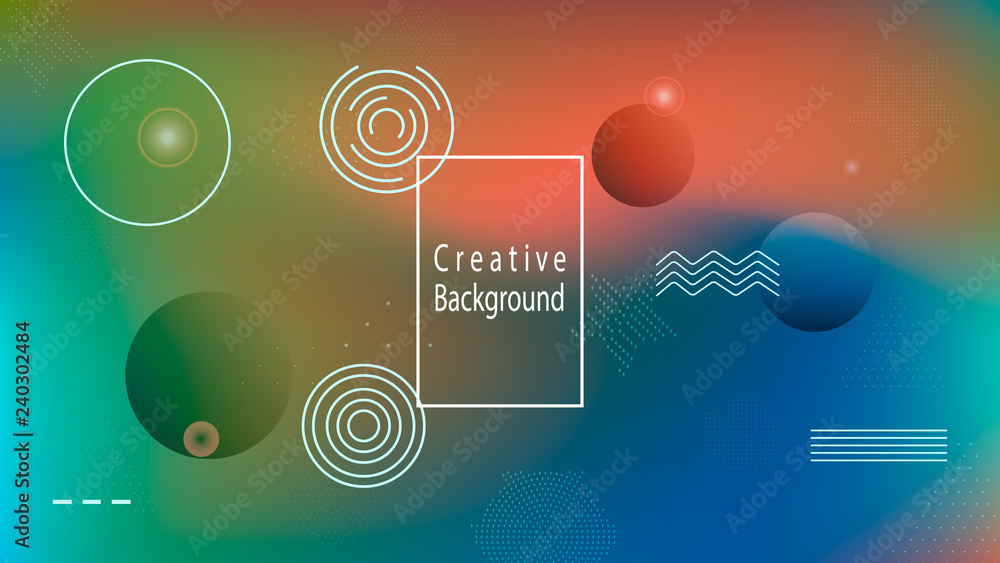 Fototapeta premium Color geometric gradient, futuristic background. Element of modern design wallpaper, background, packaging. Creative colored lines, abstract shapes, dots. Background in minimalist style.