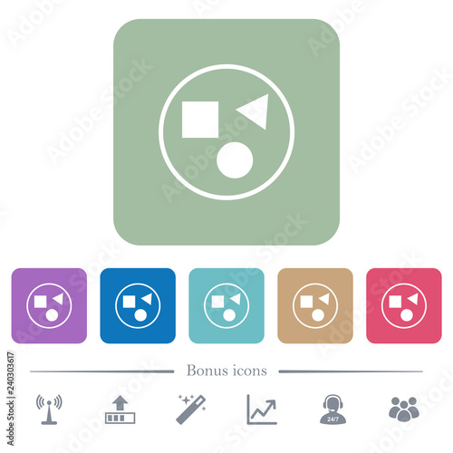 Grouping elements flat icons on color rounded square backgrounds