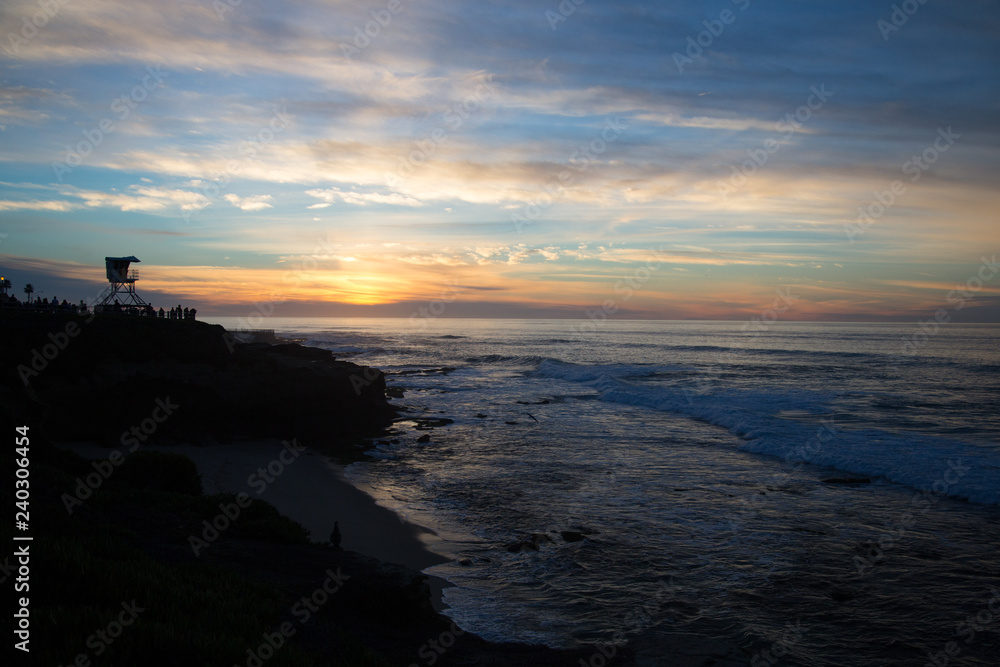 Sunset on the beach coastline of La Jolla California Sunset on the beach coastline of La Jolla California