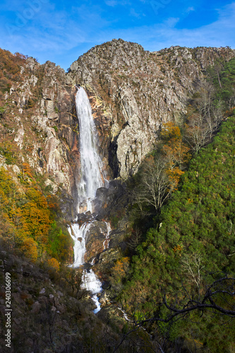 Amazing view for waterfall in Serra da Freita, Arouca Geopark, Portugal