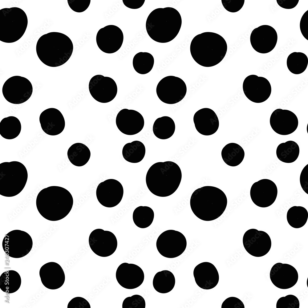Geometrical background with uneven circles. Abstract round seamless pattern. Hand drawn dots pattern on white background. Vector illustration. Geometrical background with uneven circles. Abstract round seamless pattern. Hand drawn dots pattern on white background. Vector illustration.